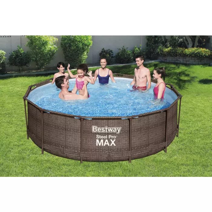 Каркасный бассейн Bestway 56709 BW, Steel Pro Max 366х100см "Ротанг" 9150л, фильтр-насос, лестница фото 3